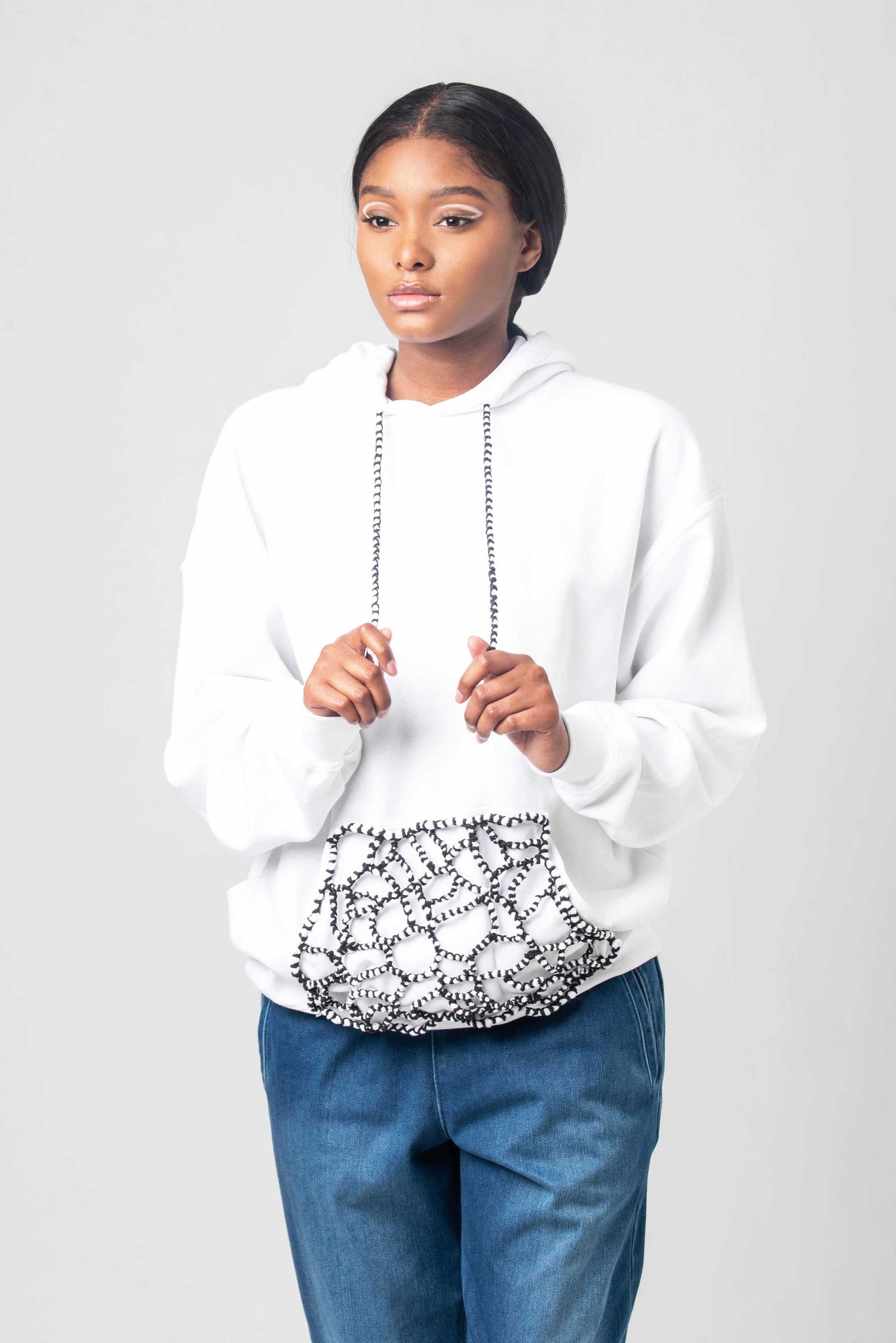 Hoodie With Stitched Pocket & Drawstrings